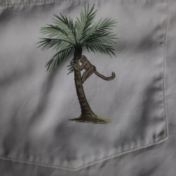 Tori Richard ButtonUp Shirt Men L Beige Monkey Bar Pineapple Vacation Beach Silk - Picture 4 of 13